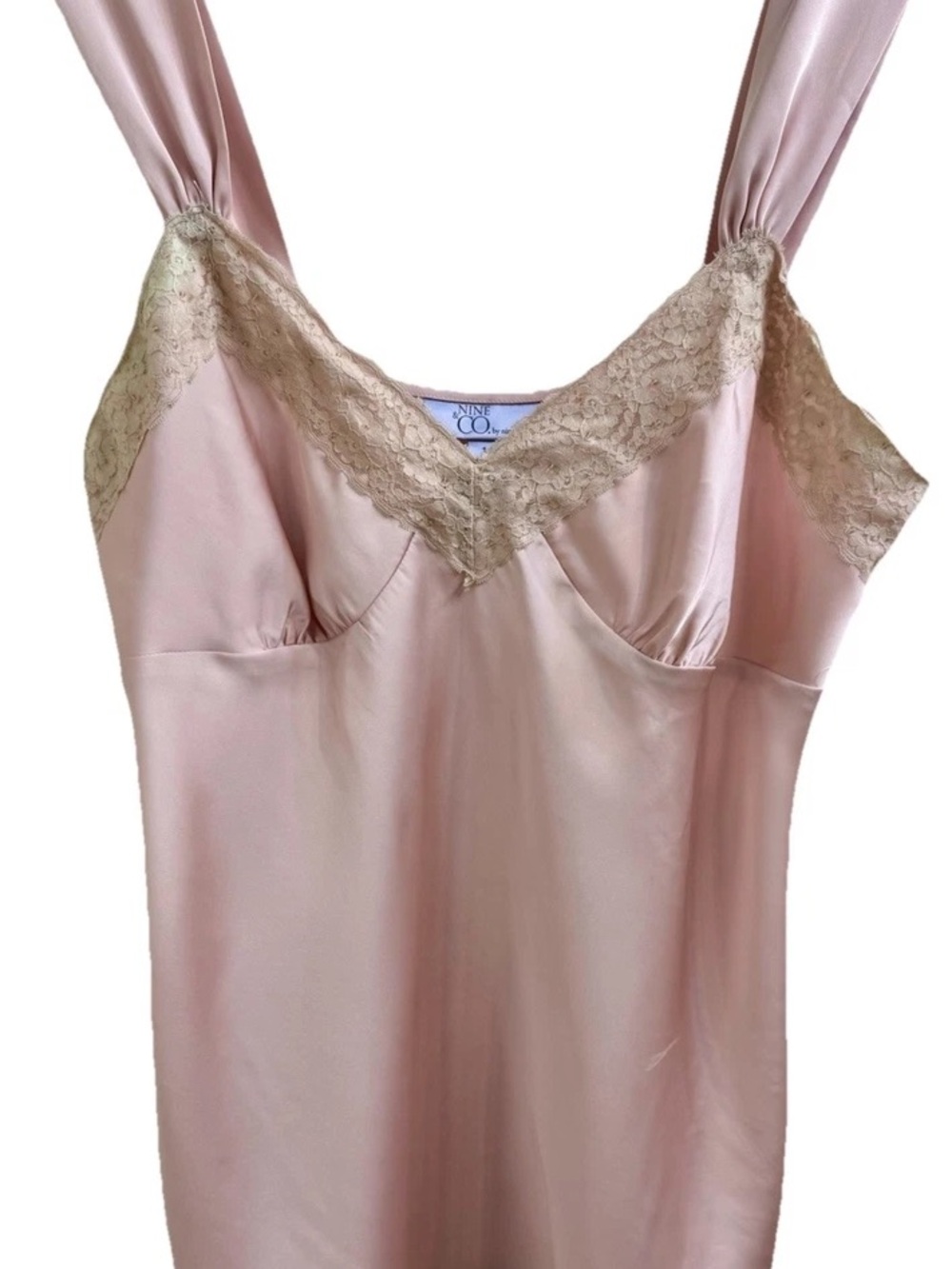Nine & Co. Blush Pink Satin Slip with Cream Lace Trim